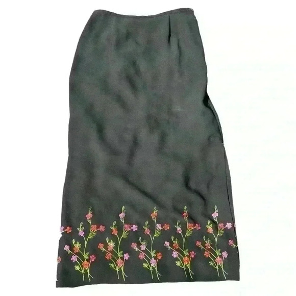 Vintage Harold’s Floral Embroidered Black Maxi Skirt Size 12 - Picture 1 of 5